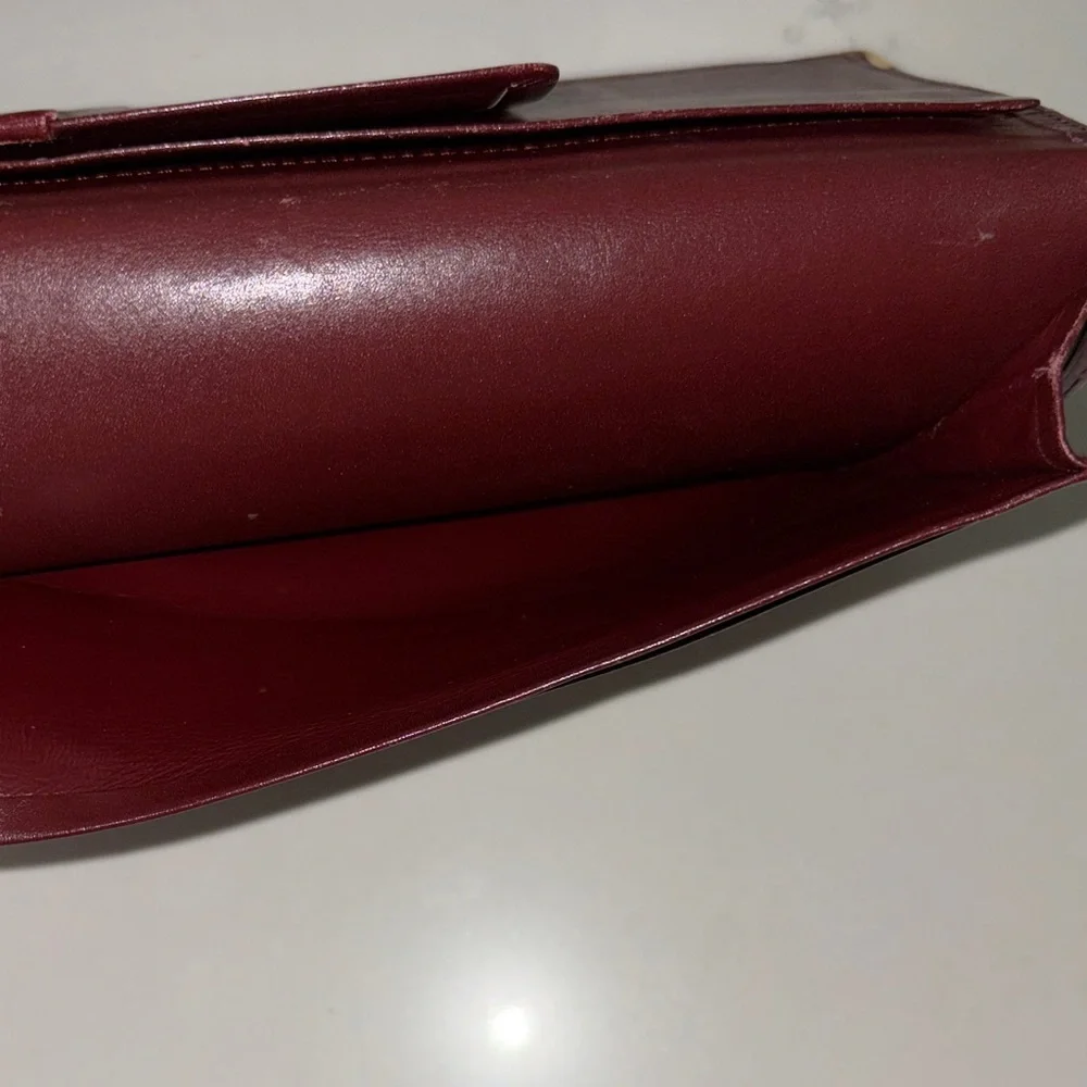 Vintage Cartier Burgundy Leather checkbook/planner/card holder long wallet